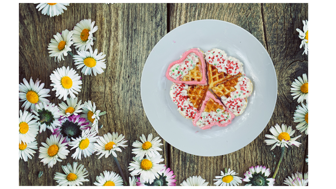 White chocolate dipped Viking Waffles with sprinkles